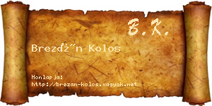 Brezán Kolos névjegykártya